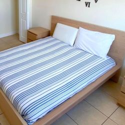 Ikea queen  bed  and 2 nightstands