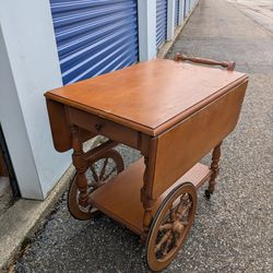 Antique wooden bar cart