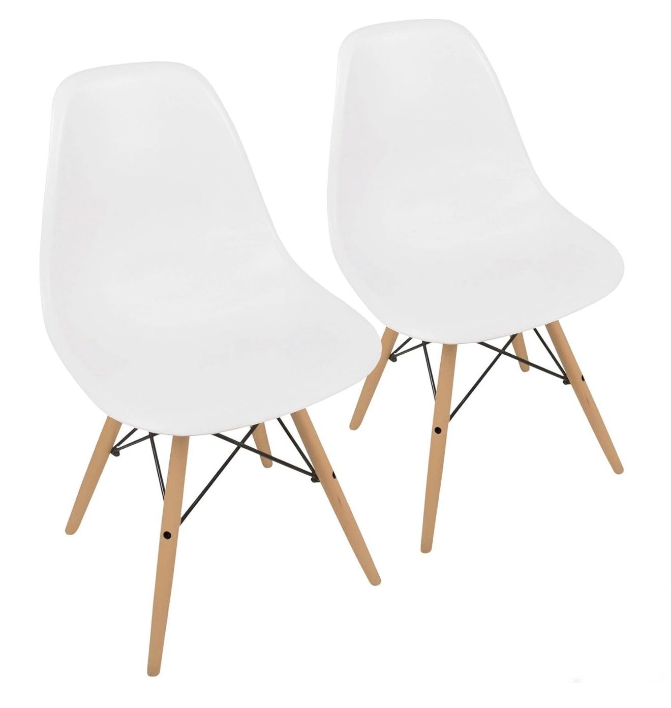 The ‘ Easy Assemble’ Modern DSW ErgoFlex ABS Plastic and ‘One Wipe Wonder’ Cleaning Comfortable White Dining Chairs Meets 5-Star, 2, Natural Legs