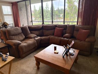 Brown Microfiber Reclining Sectional Sofa