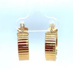 14Kt Yellow Gold Wide Huggie Hoop Earrings 2.45g 200658/11