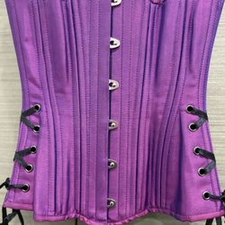 Limited Edition Timeless Trends Iridescent Magenta-Purple Corset, Hourglass Silhouette, Longline