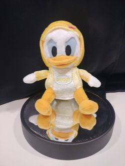 5" Tall. Tokyo Disney Land New Year 2025 Eto Snake Donald Duck Plush Keychain Toy ( Res / Black Bin )