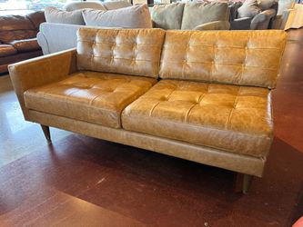 JOYBIRD Eliot Tufted Leather Single Arm Loveseat