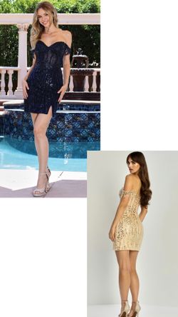 New With Tags Off The Shoulder Corset Sequin Bodice Short Formal Dress & Homecoming Dress $135