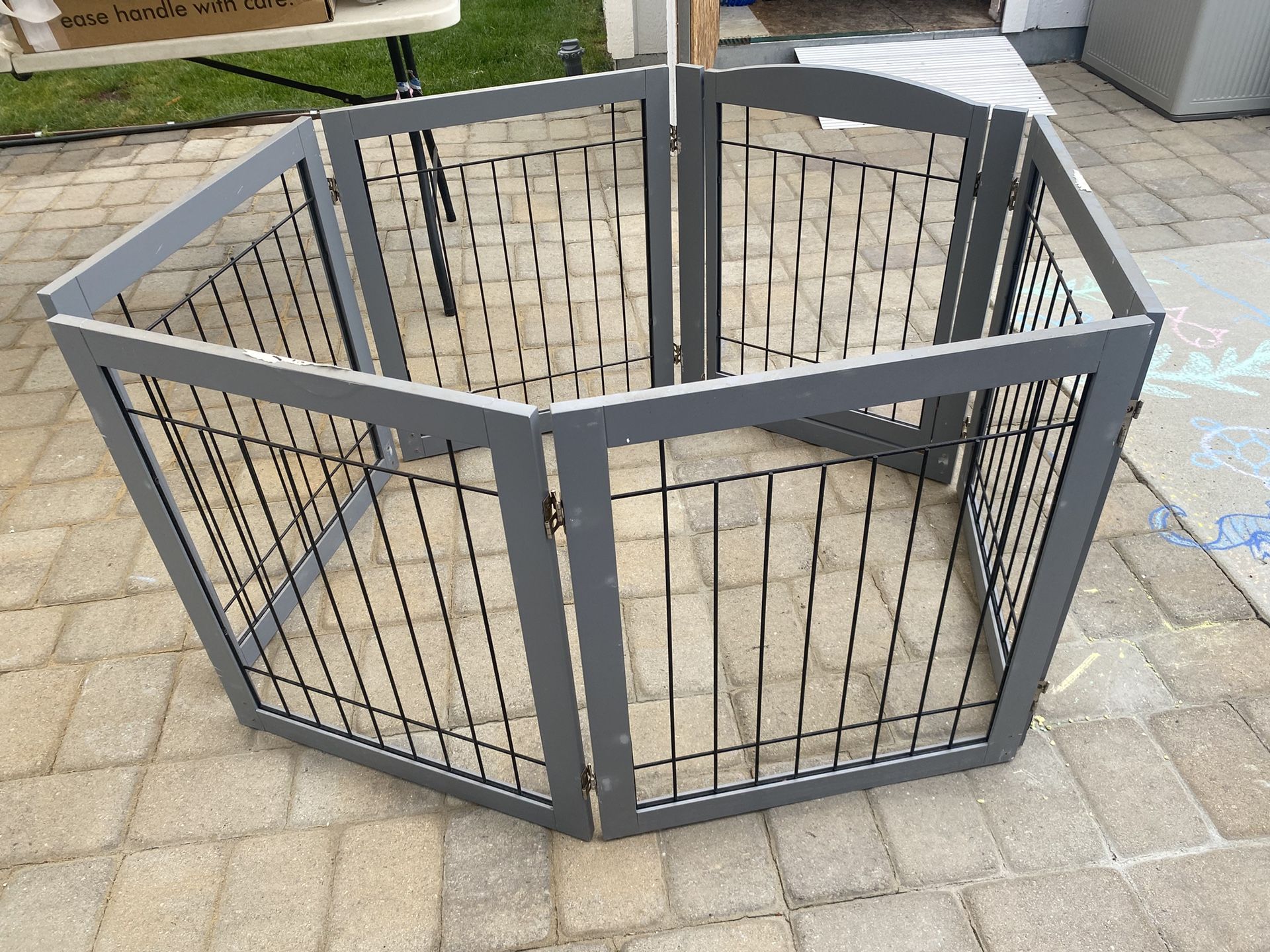6 Panels Pet Dog Playpen Puppy Grey