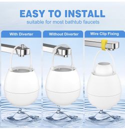 Bath Filter for Tub, Bathtub Water Filter with Overflow, 8000 Gallons Faucet Filter Filtration｜Removes Chlorine, Fluoride & Contaminants｜Hard Water So