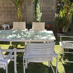 Table And 6 Chairs Iron Table Iron And Glass 