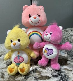 Lot of 3 Vintage Care Bear Plush Stuffed Animals 2002/2003