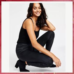 🆕 Bar III Women’s  Black Coated Leggings 