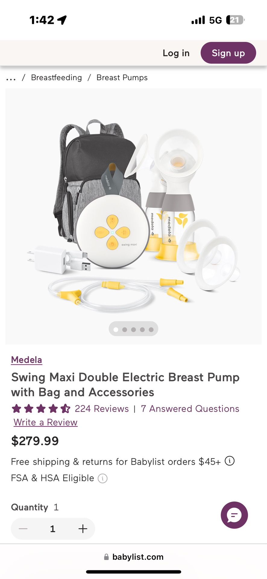 Medela Swing Maxi Double Electric Breast Pump BRAND NEW!UNOPENED!