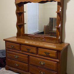 Entertainment Center And Full Size Dresser With Mirror