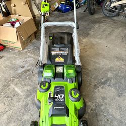 Greenworks 40V 20" Dual Blade Cordless (Push) Lawn Mower 4.0Ah + 2.0Ah Battery and Charger