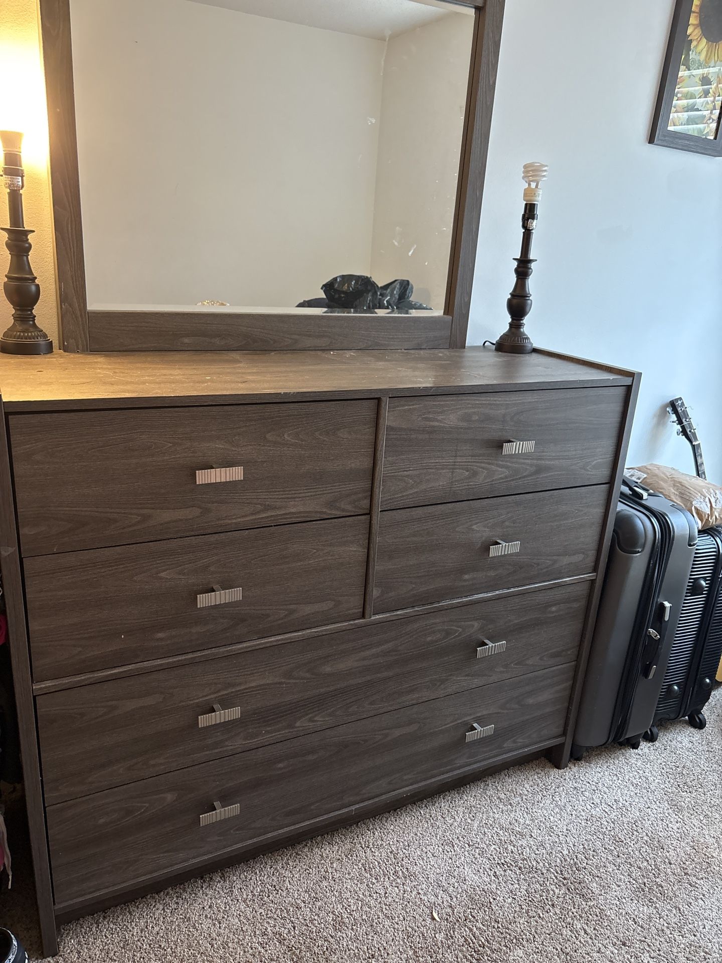 dresser mirror nightstand and tall dresser