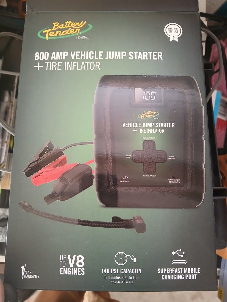 800 Amp Vehicle Jump Starter+tire Inflator