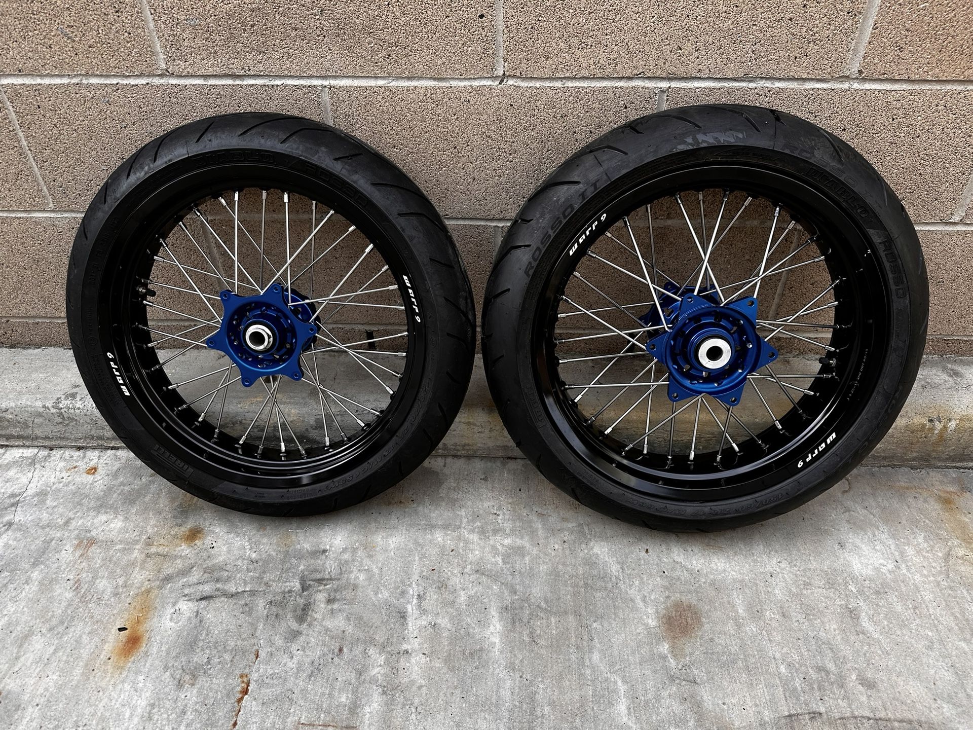 Silver Rim Motard Warp 9 Supermoto Rims And Tires Perfect Condition for Sale in Long ...