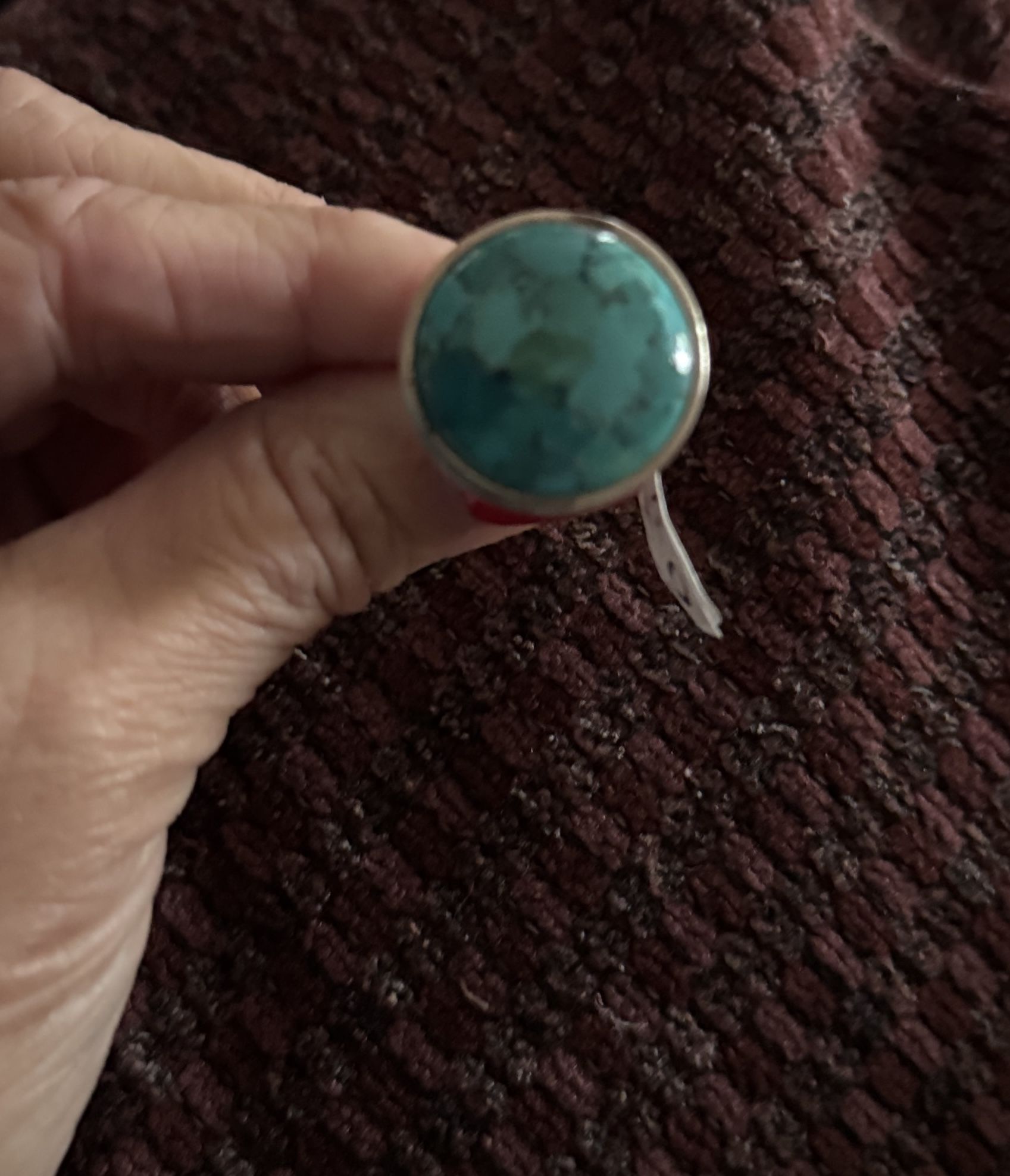Vintage BARSE 925 Silver   Vintage Heavy Large Turquoise Ring Sz 6.5  Unisex