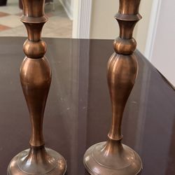 Two 12” Copper Candleholders 
