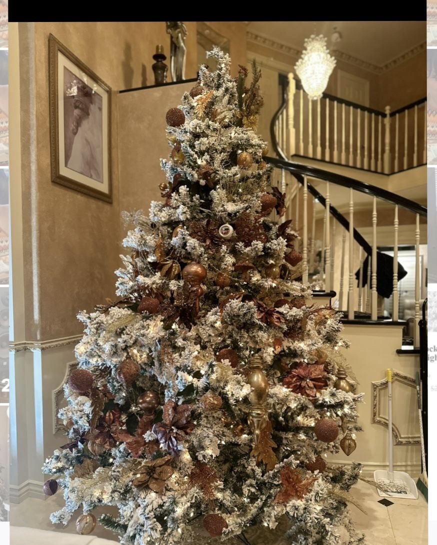 9' Pre Lit Flocked Artificial Christmas Tree (Ornaments NOT included)