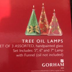 Christmas Tree Glass Oil Lamp Set Of 3