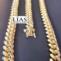 New 18k Yellow Gold Filled Cuban Link Chain and Bracelet Set 