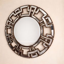 Large Art Deco Geometric Wall Mirror – Bronze Decorative Statement Mirr