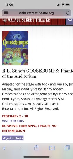 Walnut street Theatre tickets