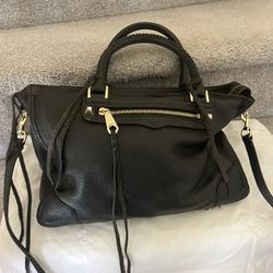 Rebecca Minkoff Regan Black Pebble Grain Satchel