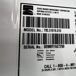 Kenmore Refrigerator Side Freezer $250