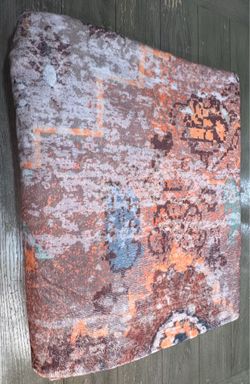 9’ x 12’ Phantoscope Washable Area Rug /Distressed Terracotta and Blue Medallion Area Rug/multicolor