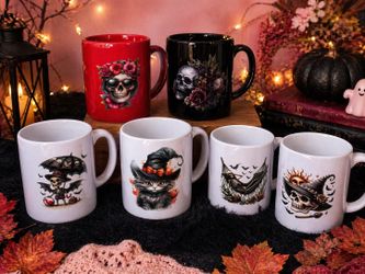 Set de tazas Halloween / góticas 👻💀 Bundle 5 piezas – cute & spooky 🎃🔥