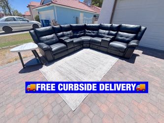 🚚FREE DELIVERY🚚 ✨🖤Black Leather Electric Sectional Couch🖤✨