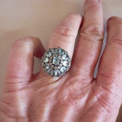 Blue Topaz Gemstone Cluster 925 Sterling Silver Ring sz 7.5