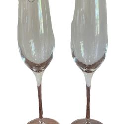 Tiffany Co Champagne Flute Wine Crystal Glass Stemware Blue Box Italy 2 New