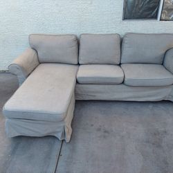 Beige Sectional With Reversible Chaise(WILL DELIVER)