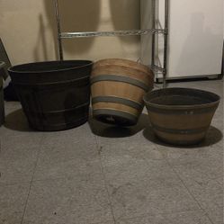 *barrel Style Garden Pots 