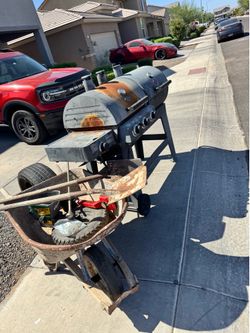 Free Grill and wheel barrel and patio tools for free