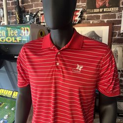 Kapalua ARC Polo Shirt Mens Medium Hawaii Course Red White Strips Butterfly Logo