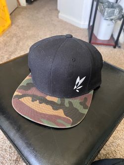 Leaf Logo Snapback Hat Black Woodland Camo Brim