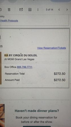 tmrw KÀ by Cirque du Soleil – 2 Tickets