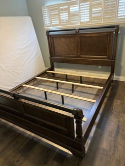Beautiful California King Bed Frame – Dark Espresso Wood
