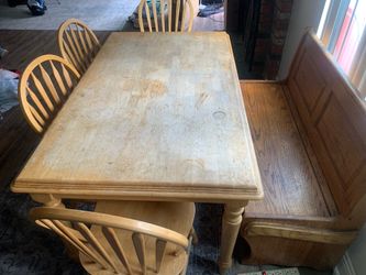 Wooden dining table/ chairs/ bench
