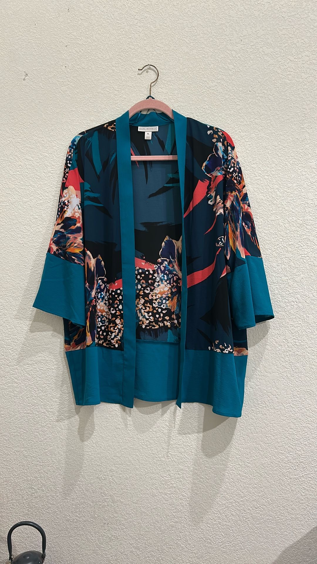 Dana Buchman Kimono Floral Multicolor Size XL Open Front.