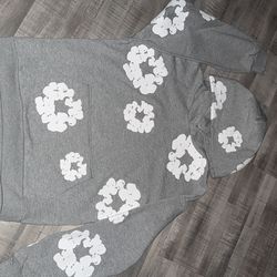 DENIM TEARS HOODIE GRAY SIZE LARGE