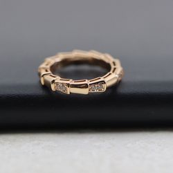 Rose gold full diamond diamond snake ring
