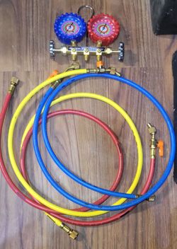 Uniweld Refrigerant Manifold Sets, 2 Valve Brass Manifold,