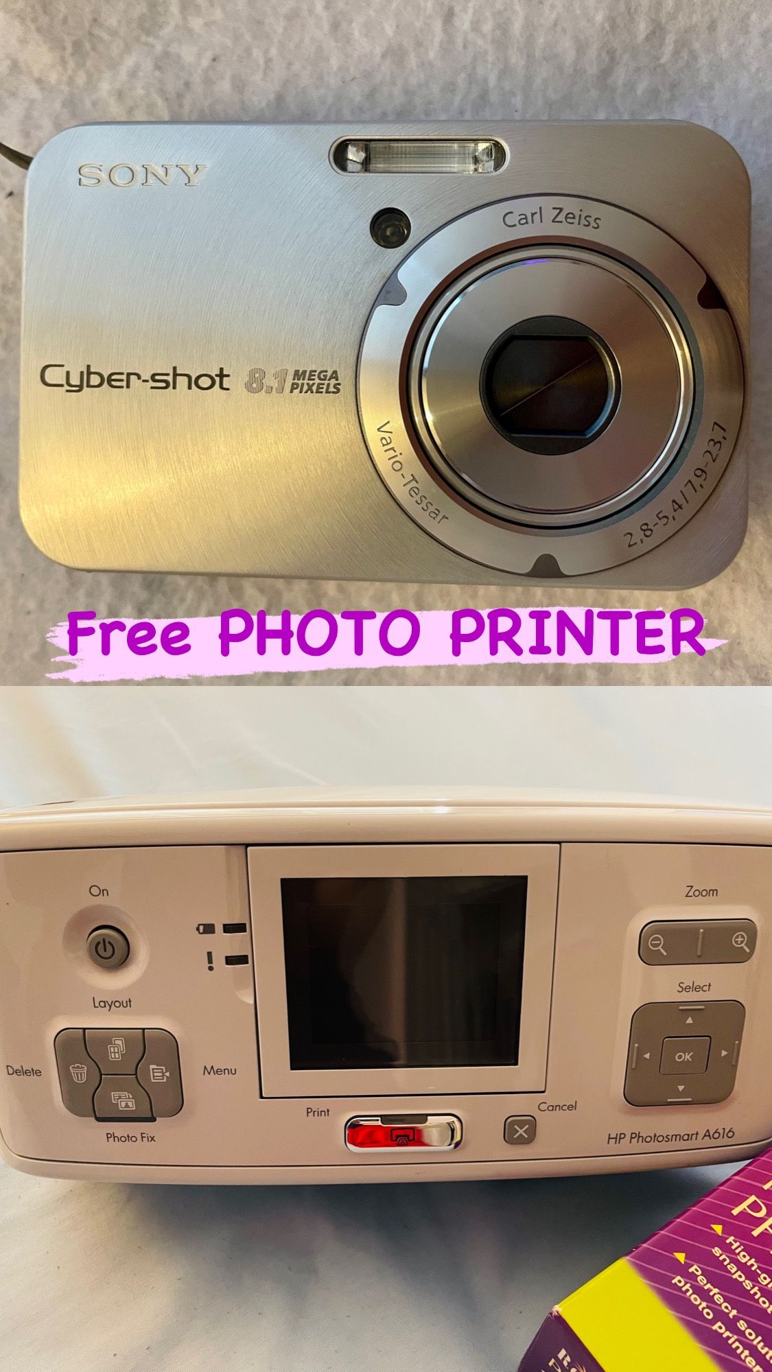*Free Photo Printer* Sony Cyber-shot DSC-N1 8.1MP Digital Camera - Silver