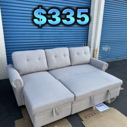 Light Gray Sofa Bed Couch 🛋️ New Open Box Pull Out Bed ✅ Reversible L ✅ Storage Underneath ✅