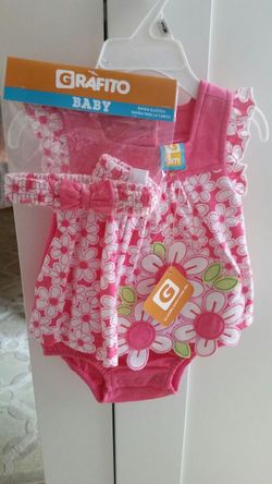 New baby girl 3 months onesie dress with headband