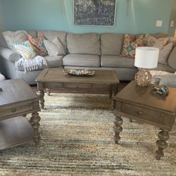 Refurbished Coffee Table And Two End Tables  With Drawers